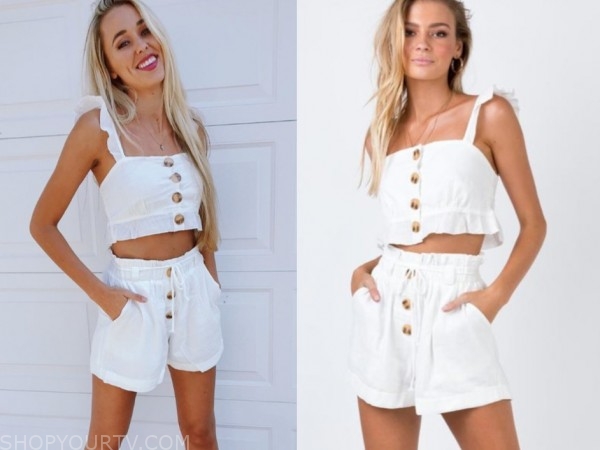 Heather Martin The Bachelor White Crop Top And Short Set Shop Your Tv shopyourtv