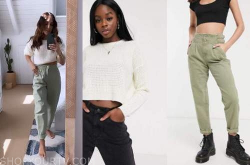 E! News: Instagram Lilliana Vazquez's Ivory Sweater and Green Pants ...