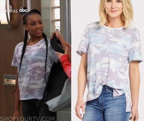 General Hospital: May 2020 Trina's Blue/Purple Camo T Shirt | Shop Your TV