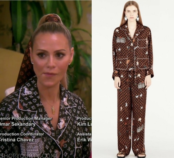 Dorit Kemsley's Red and White Printed Pajama Outfit