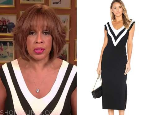 CBS This Morning: June 2020 Gayle King's Black and White Knit Midi ...