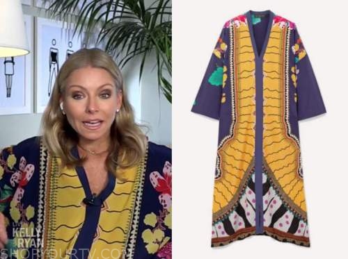 Live with Kelly and Ryan: June 2020 Kelly Ripa's Yellow and Blue Floral ...