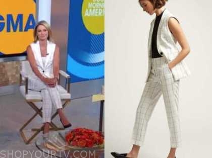 Good Morning America June Amy Robach S White Grid Vest And Pant Set Shop Your Tv