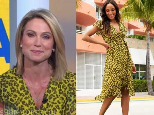 Good Morning America June Amy Robach S Yellow Leopard Wrap Dress Shop Your Tv