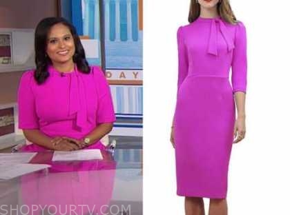 The Today Show: June 2020 Kristen Welker's Hot Pink Tie Neck Dress ...