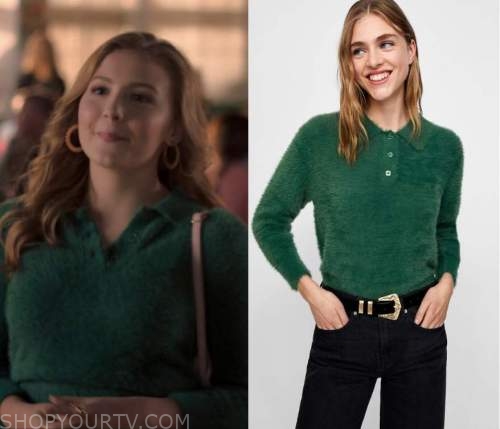 Love Victor: Season 1 Episode 2 Lake's Green Fuzzy Polo Sweater | Shop ...