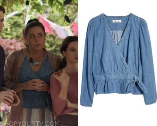 You Me Her Season 5 Episode 1 Denim Wrap Top Shop Your Tv