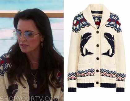 RHOBH: Season 10 Episode 10 Kyle's Beige Anchor Knit Cardigan