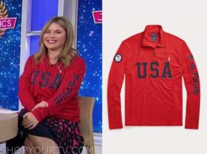 The Today Show: August 2020 Jenna Bush Hager's Red USA Sweater Pullover ...