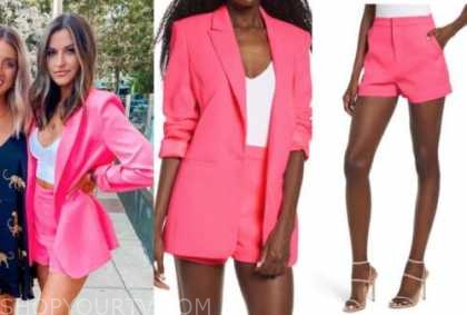 hot pink blazer and shorts