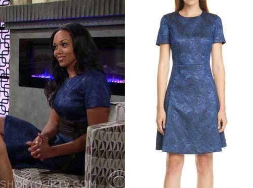 The Young and the Restless: August 2020 Amanda Sinclair's Blue Jacquard ...