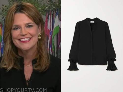 The Today Show: August 2020 Savannah Guthrie's Black Button Down Blouse ...