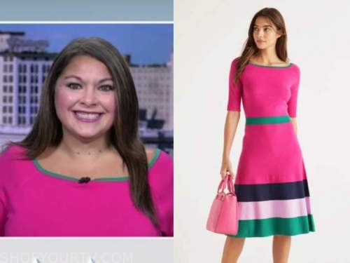 capri cafaro, pink and green knit dress, fox and friends | Fashion ...