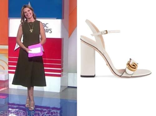 The Today Show: August 2020 Savannah Guthrie's White Logo Sandal Heels ...