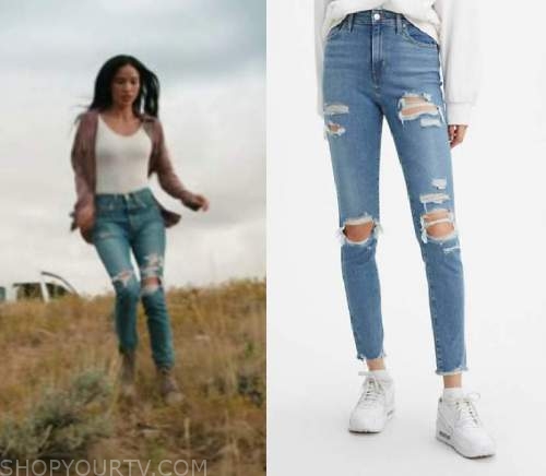 Yellowstone: Season 3 Episode 8 Monica's Ripped Knee Jeans.