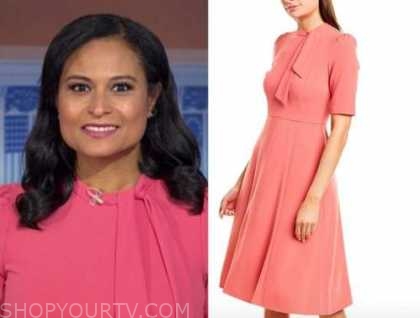 The Today Show: September 2020 Kristen Welker's Coral Tie Neck Dress ...