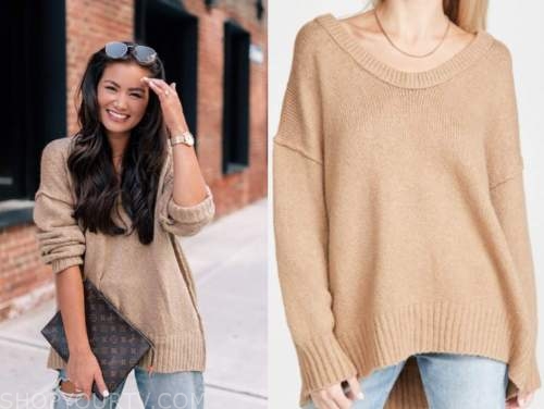 The Bachelor: Instagram Caila Quinn's Tan Tunic Sweater | Shop Your TV