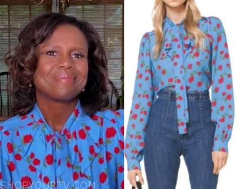 WornOnTV: Deborah's chain print tie neck blouse on Good Morning America, Deborah Roberts