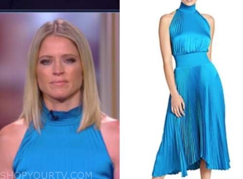 The View: September 2020 Sara Haines's Blue Halter Pleated Midi Dress ...