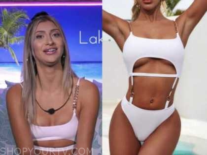 Love Island Usa Season 2 Episode 30 Lakeyn S White Chain Strap Cutout Swimsuit Shop Your Tv