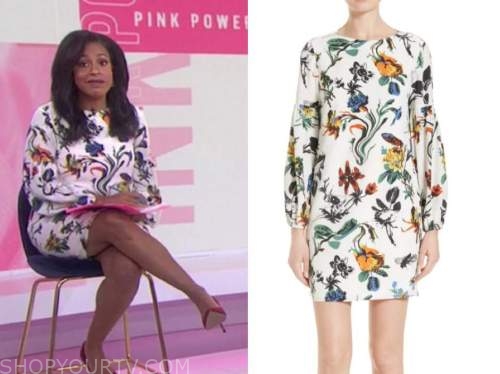 The Today Show: October 2020 Sheinelle Jones's Floral Long Sleeve Shift ...