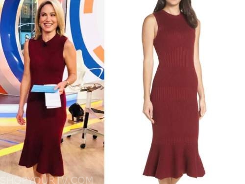 Good Morning America: October 2020 Amy Robach's Red Knit Midi Sweater ...