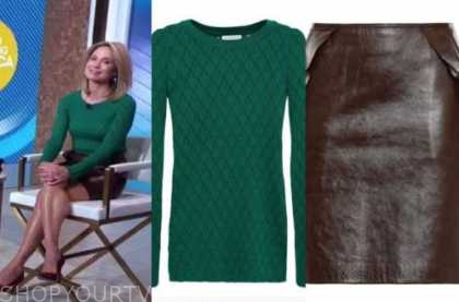 Good Morning America: October 2020 Amy Robach's Green Sweater and Brown ...