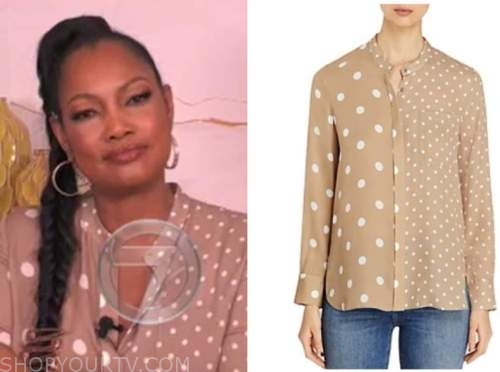 The Real: October 2020 Garcelle Beauvais's Beige Polka Dot Blouse ...