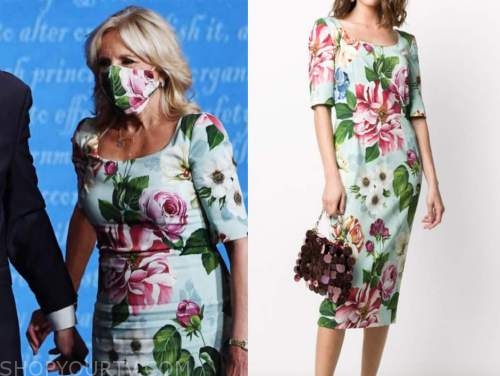 Dr Jill Biden Presidential Debates Blue Floral Dress Shop Your Tv