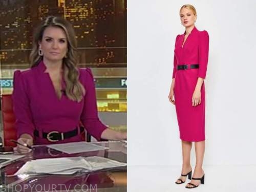 Fox And Friends October 2020 Jillian Meles Hot Pink Notched Neck Sheath Dress Shop Your Tv 