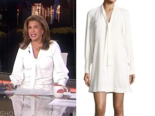 The Today Show: October 2020 Hoda Kotb's White Tie Neck Shift Dress ...