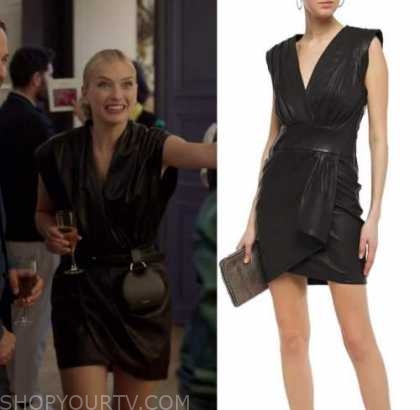 Emily in Paris: Season 1 Episode 4 Camille's Black Leather Dress | Shop ...