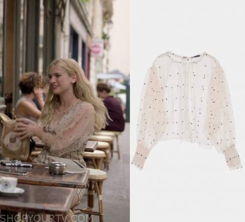 zara sheer polka dot blouse