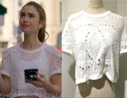 chanel white crochet eyelet crop top