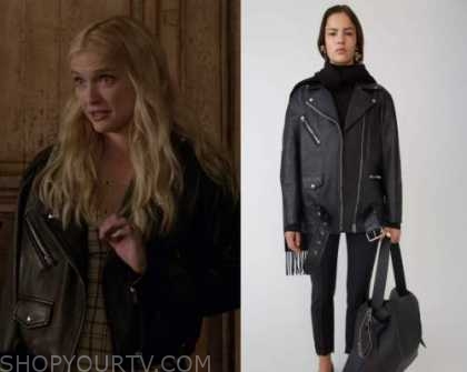 Emily In Paris Season 2 Camille Razat Brown Leather Coat