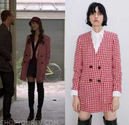 pink houndstooth coat