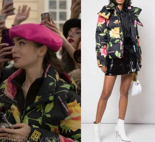 Emily in Paris Lily Collins Floral Coat