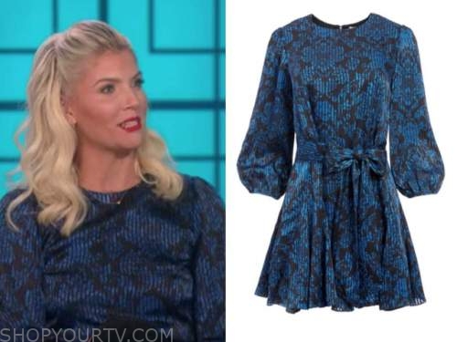 The Talk: November 2020 Amanda Kloots's Blue and Black Floral Puff ...