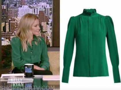 Live with Kelly and Ryan: November 2020 Kelly Ripa's Green Ruffle Trim ...