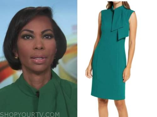 Outnumbered: November 2020 Harris Faulkner's Green Tie Neck Dress ...