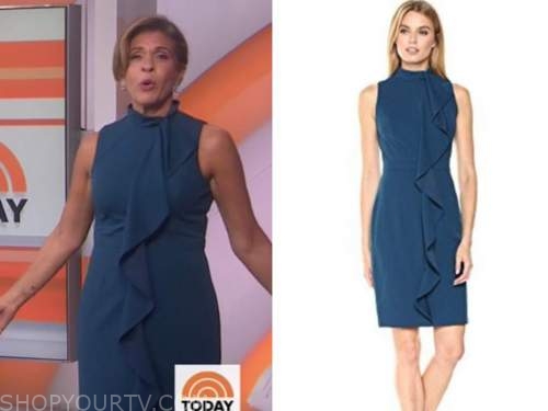 The Today Show: November 2020 Hoda Kotb's Teal Blue Ruffle Sheath Dress ...