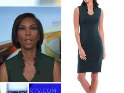 Outnumbered: November 2020 Harris Faulkner's Green Ruffle Collar Sheath ...