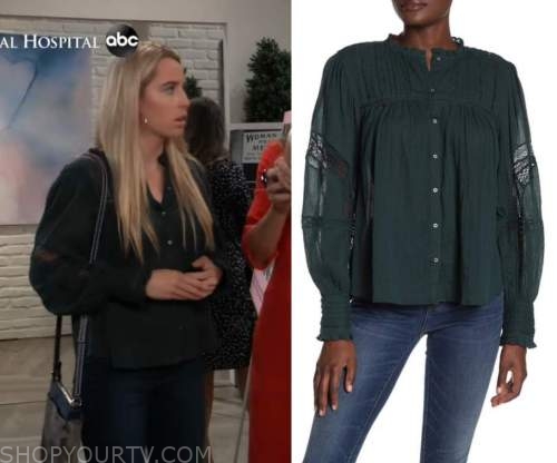 General Hospital: November 2020 Josslyn's Green Lace Patch Blouse ...