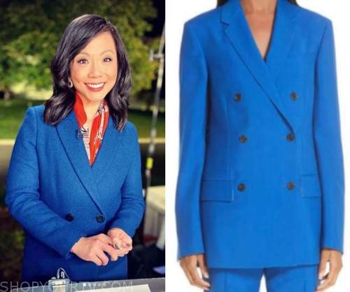 CBS This Morning: November 2020 Weijia's Blue Double Breasted Blazer ...