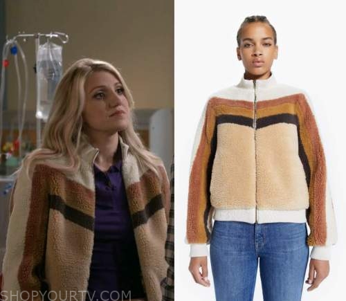 B Positive: Season 1 Episode 2 Gina's Teddy Striped Jacket | Shop Your TV