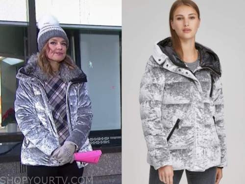 The Today Show: December 2020 Savannah Guthrie's Silver Velvet Puffer ...