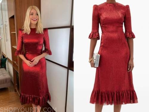 Olivia in a Vampire's Wife Red Falconetti Dress for her Classy