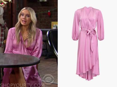 The Young and the Restless: December 2020 Abby Newman's Pink Satin Wrap ...