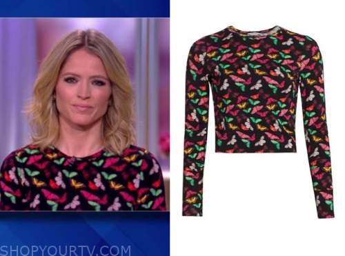 The View: January 2021 Sara Haines's Black Multicolor Butterfly Printed ...