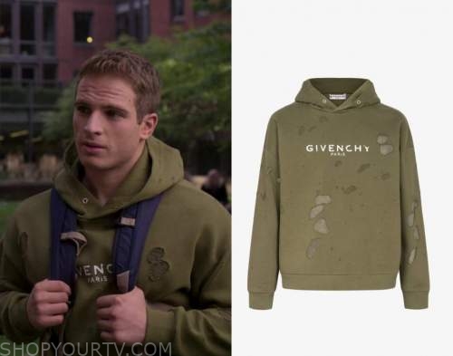 Givenchy brushed logo cotton hoodie in grey worn by Brayden Weston (Gianni  Paolo) as seen in Power Book II: Ghost TV series outfits (S02E09)